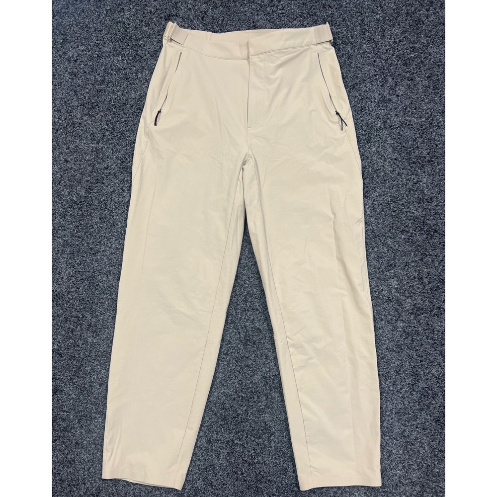 Lululemon Lab Women 6 Tan Tapered Technical Pants Adjustable Waist Zip Pockets